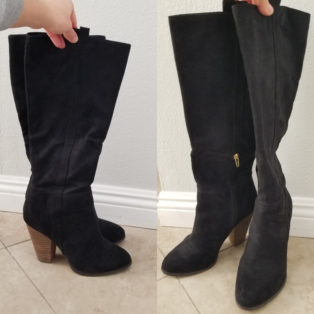 Charles David black faux suede boots size 9